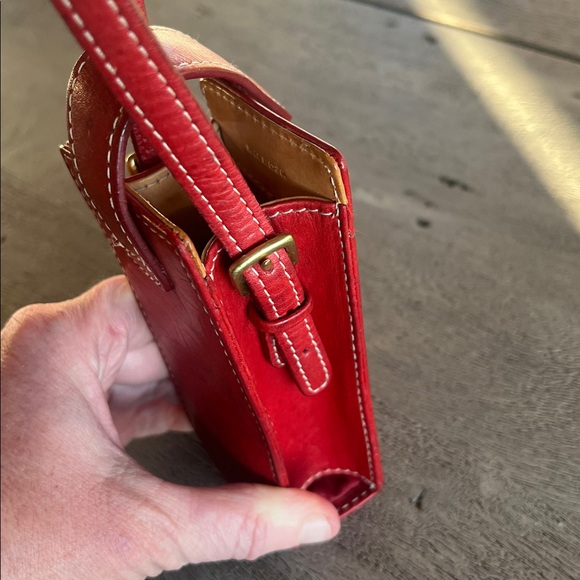 Coach Red Leather Signature C Phone Pouch Wristlet Mini Shoulder Bag - Picture 11 of 12